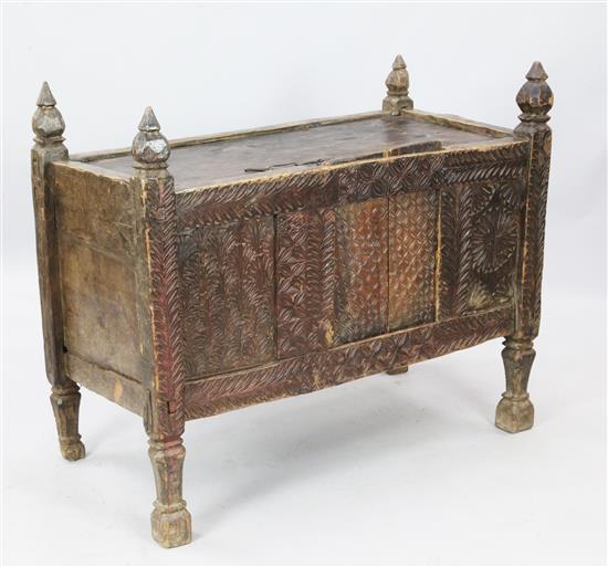 A late 18th/early 19th Century Pakistan Swat Valley carved softwood dowry chest